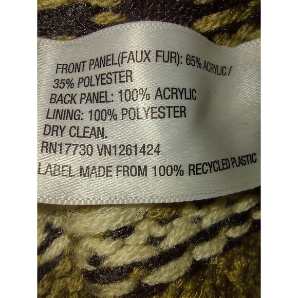 XHILARATION Women's Sleeveless Vest XL Faux Fur Polyester Acrylic Brown Winter - Picture 4 of 4